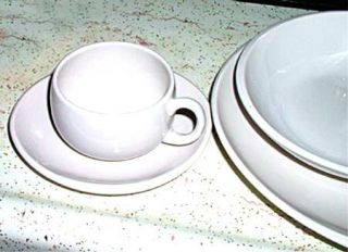 Franciscan Eclipse White Flat Cup & Saucer Set, Fine China Dinnerware   White, C