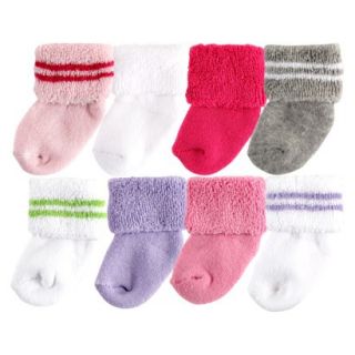 Luvable Friends Infant Girls 8 Pack Solid/Stripe Cuff Socks   Pink 0 3 M
