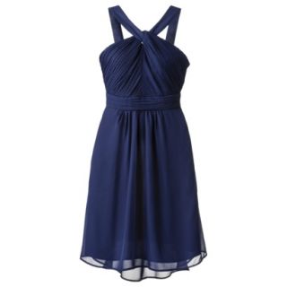 TEVOLIO Womens Plus Size Halter Neck Chiffon Dress   Academy Blue   18W