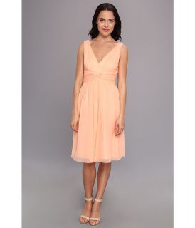 Donna Morgan Jessie Short Silk Chiffon Bra Friendly Dress Womens Dress (Pink)