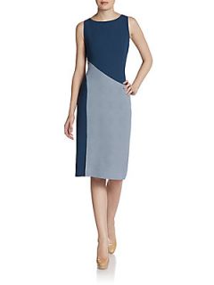 Sleeveless Asymmetrical Colorblock Dress   Urban Blue