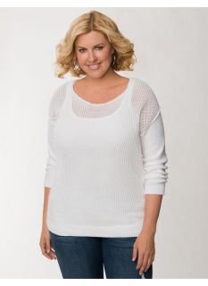 Lane Bryant Plus Size Open stitch high low sweater     Womens Size 26/28, White