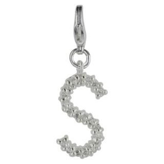 Womens Jezlaine Charm Silver Plated Crystal S Initial   Silver/Clear