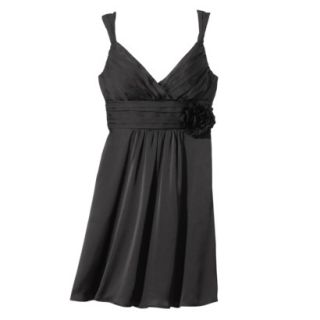 TEVOLIO Womens Plus Size Satin V Neck Dress with Removable Flower   Black   28W