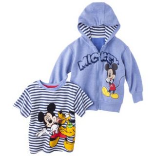 Disney Mickey Mouse Infant Toddler Boys Tee Shirt and Hoodie Set   Blue 3T