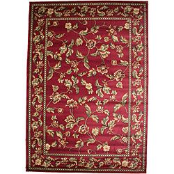 Halle Claret Red Area Rug (53 X 77) (OlefinPile Height 0.4 inchesStyle TransitionalPrimary color RedSecondary colors Green, blue, ivoryPattern FloralTip We recommend the use of a non skid pad to keep the rug in place on smooth surfaces.All rug sizes