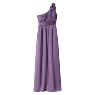 TEVOLIO Womens Plus Size Satin One Shoulder Rosette Maxi Dress   Plum Spice  