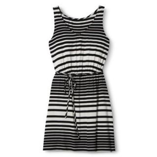 Merona Womens Knit Tank Dress w/Self Tie   Black/White   XL