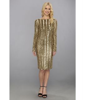 Badgley Mischka Allover Sequin Cocktail Dress Womens Dress (Gold)