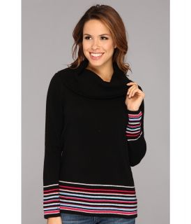 Pendleton Cr me De Cashmere Stripe Cowl Neck Sweater Womens Sweater (Black)