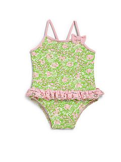 Lilly Pulitzer Kids Infants Ruffled Lion Print One Piece Swimsuit   Cabana Pink