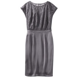 TEVOLIO Petites Lace Bodice Dress   Gray 12P