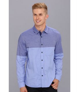 Elie Tahari Color Blocked Steve Shirt J202P504 Mens Long Sleeve Button Up (Blue)
