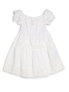 Toddlers & Little Girls Crochet Dress   White