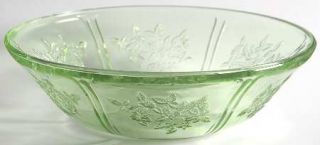 Federal Glass  Sharon Green Large Fruit Bowl   Green Depression Glass