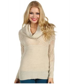 Lucky Brand Paula Cowl Neck Pointelle Sweater Womens Sweater (White)