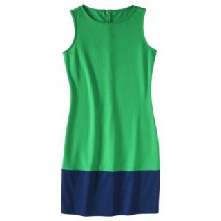 Merona Womens Ponte Color Block Hem Dress   Green/Blue   XL