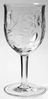 Unknown Crystal Unk2010 Water Goblet   Clear,Optic,Cut Floral&Vine,Faceted Stem