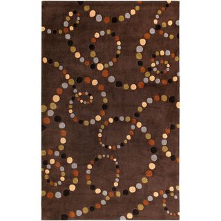 Hand tufted Guerir Dark Chocolate Geometric Dots Rug (9 X 13)