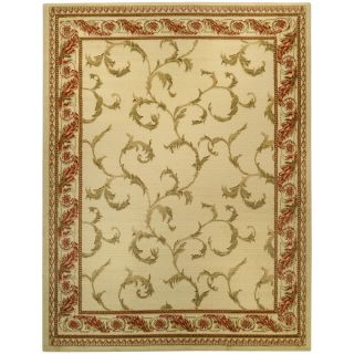 Pasha Collection Floral Traditional Ivory Red 710 X 106 Area Rug