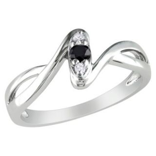 1/10 Carat Black and White Diamond Cocktail Ring   Silver (Size 7)