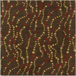 Hand tufted Brown Contemporary Geometric Forum Wool Rug (8 Square)