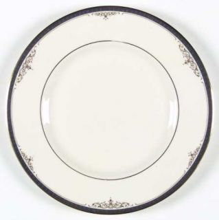 Minton Marlborough Dinner Plate, Fine China Dinnerware   Blue Band, Gold Geometr