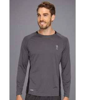U.S. Polo Assn Micro Mesh Long Sleeve Raglan Crew Neck Mens T Shirt (Gray)