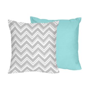 Sweet Jojo Designs Turquoise And Grey Zig Zag Decorative Accent Throw Pillow (100 percent cottonEdging NoneDimensions 16 inches wide x 16 inches longCover materials CottonFill materials PolyesterCare instructions Spot clean as neededThe digital imag