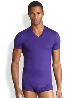 DSQUARED Slim Fit Jersey V Neck Tee   Purple