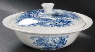 Wedgwood Countryside Blue Round Covered Vegetable, Fine China Dinnerware   Blue