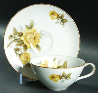 Harmony House China Yellow Rose Flat Cup & Saucer Set, Fine China Dinnerware   Y