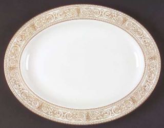 Royal Doulton Sovereign 13 Oval Serving Platter, Fine China Dinnerware   Gold &