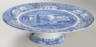 Spode Blue Italian (Camilla,Newer) Footed Cake Plate, Fine China Dinnerware   Ca