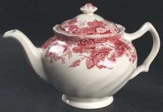 Johnson Brothers Strawberry Fair Pink Teapot & Lid, Fine China Dinnerware   Old