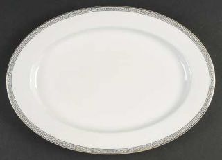 Thun Greek Key 12 Oval Serving Platter, Fine China Dinnerware   Gold Trim