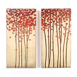 Wood Crafted Tree 12x24 inch Wall Art (set Of 2)
