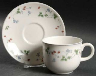 Royal Doulton Strawberry Fayre Red Flat Cup & Saucer Set, Fine China Dinnerware
