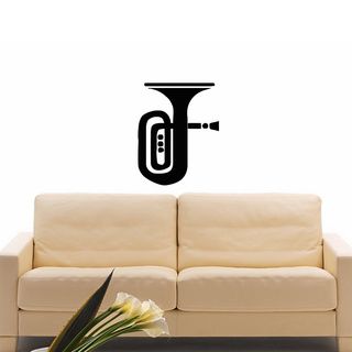 Trumpet Musical Instrument Vinyl Wall Decal (Glossy blackEasy to apply, instructions includedDimensions 25 inches wide x 35 inches long )
