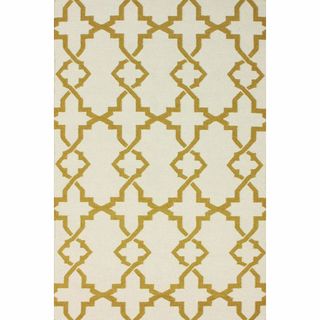 Nuloom Handmade Morroccan Trellis Wool Flatweave Kilim Gold Rug (76 X 96)
