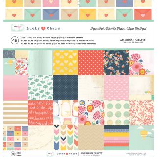Dear Lizzy Lucky Charm Paper Pad 12x12 48/sheets 24 Single sided Designs/2 Each