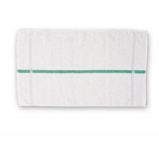 San Jamar Cotton Terry Oversized Bar Towel, 15 x 25 in, White w/ Green Stripe