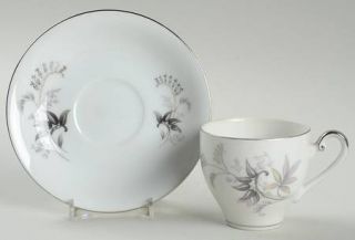 Seyei Heritage Flat Demitasse Cup & Saucer Set, Fine China Dinnerware   Gray, Pi