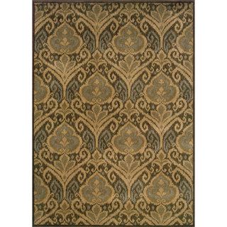 Floral Panel Green/ Ivory Rug (67 X 96)