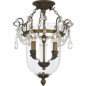 Crystorama Lighting CRY 5711 AB New Town Semi Flush Mount Clear Crystal Beads +