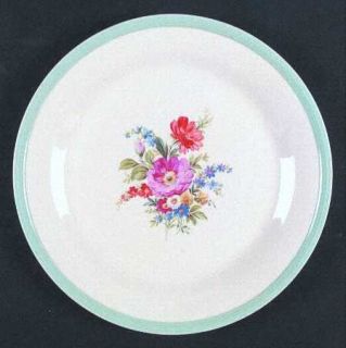 Edwin Knowles Kno343 Luncheon Plate, Fine China Dinnerware   Blue Band Edge, Flo