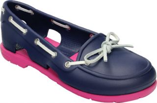 Womens Crocs Beach Line Boat Shoe   Nautical Navy/Fuchsia Casual Shoes