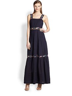 Candela Embroidered Maxi Dress   Navy