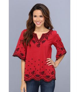 Karen Kane Embroidered Peasant Top Womens Blouse (Red)