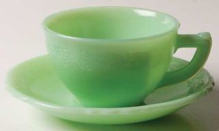McKee Laurel Jadite Green Cup and Saucer Set   Jadite Green, Depression Glass